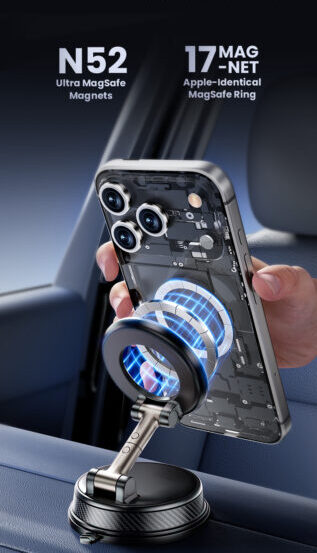 1080° Adjustable Magnetic Car Phone Holder with Vacuum Base