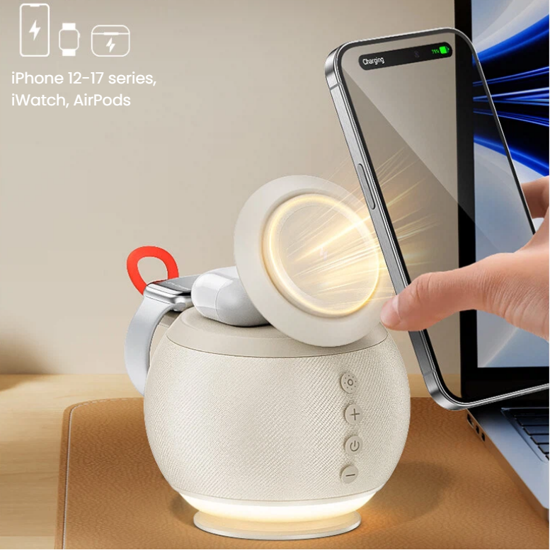 6-in-1 wireless charging bluetooth speaker