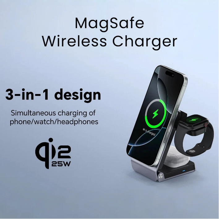 3-in-1 25w MagSafe wireless charger with cooling technology