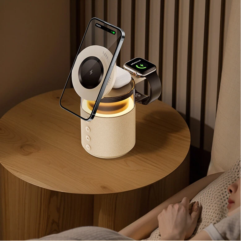 Smart bedside table charger with speaker