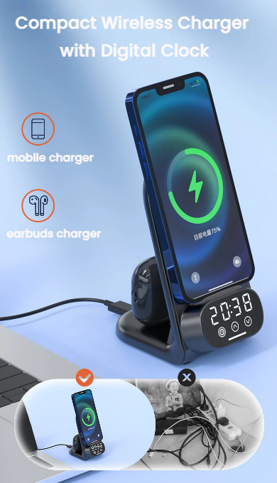 space saving charging station for iPhone AirPods