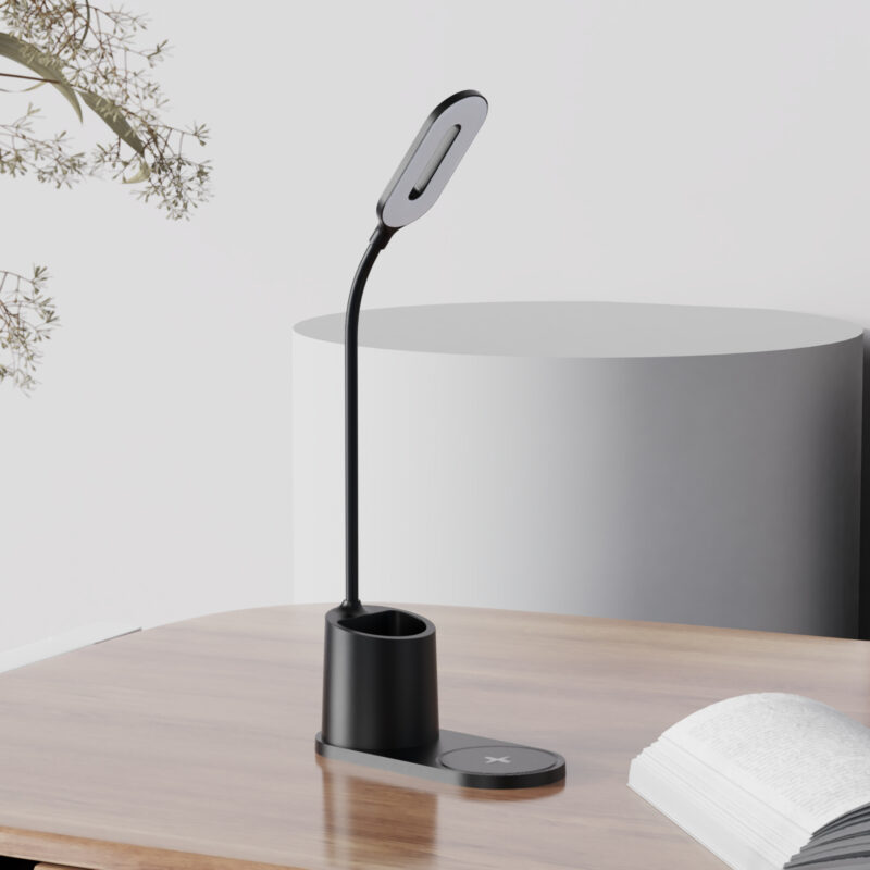 3-in-1 multifunctional wireless charger with desk lamp and storage cup for home and office