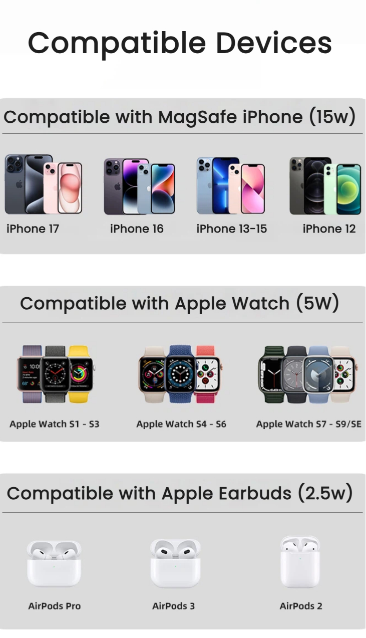 magnetci wireless charger 3-in-1