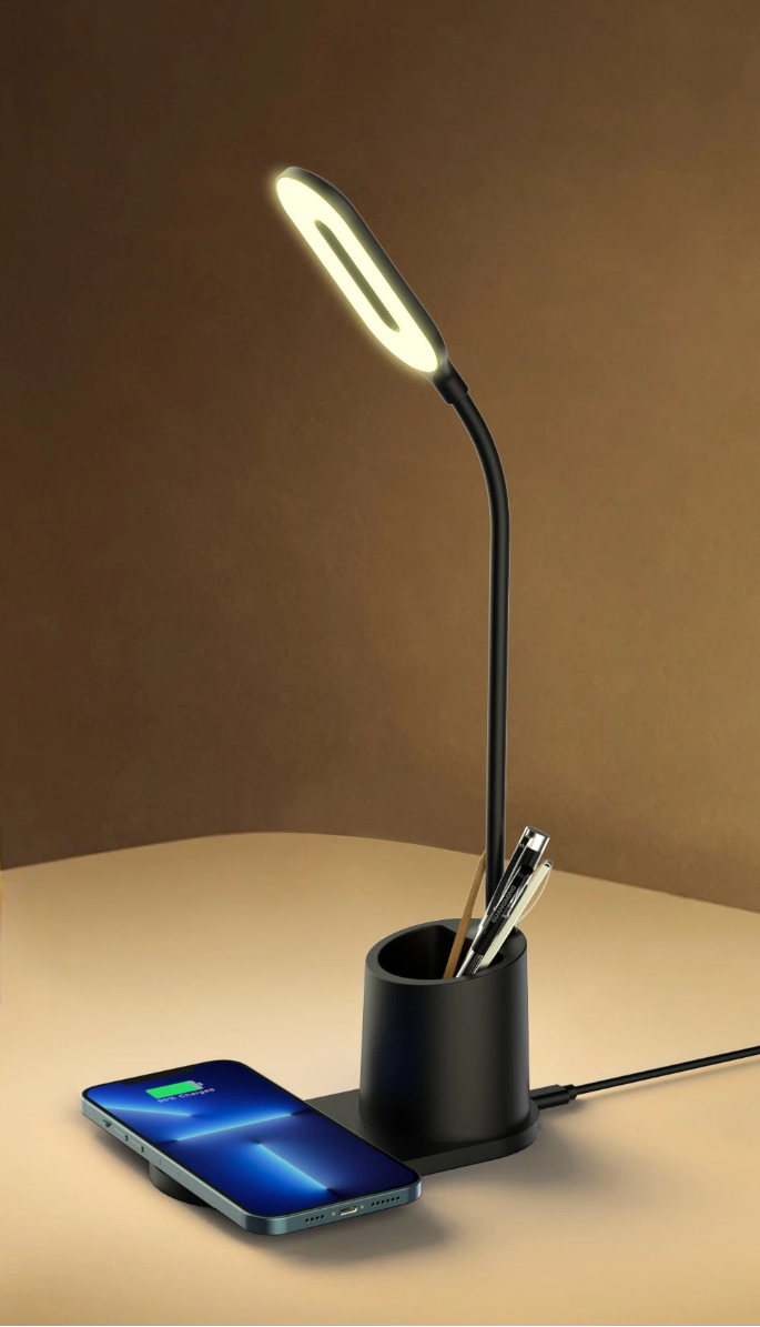 space-efficient charging dock with lamp