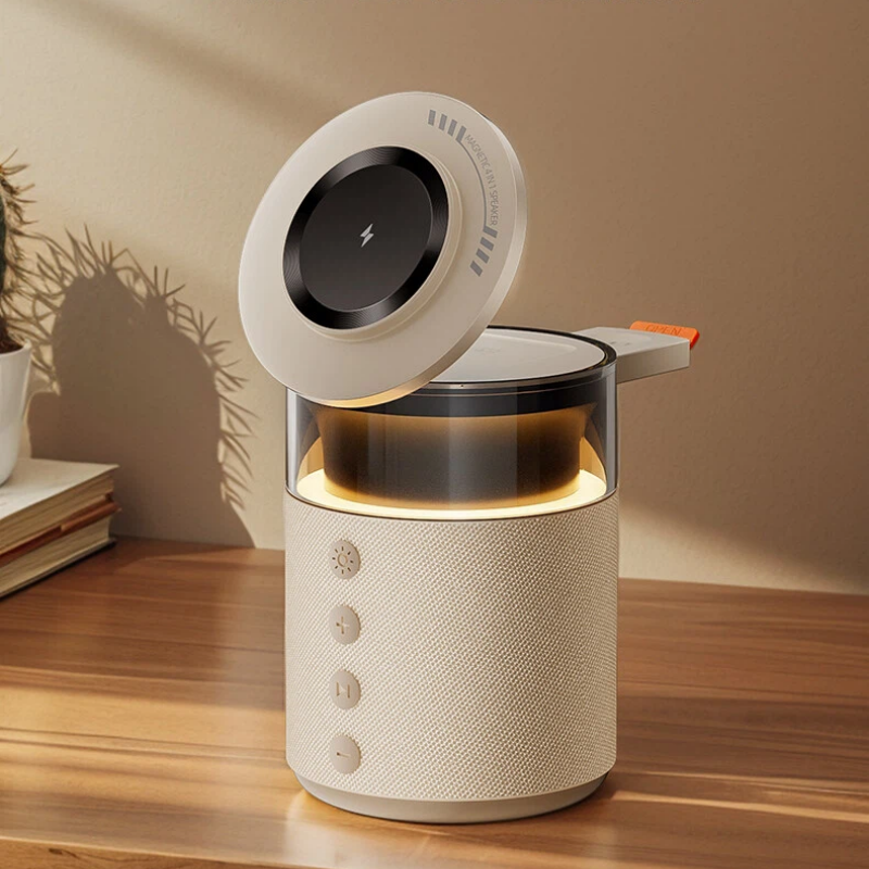 Bedside Bluetooth speaker with multiple charging ports