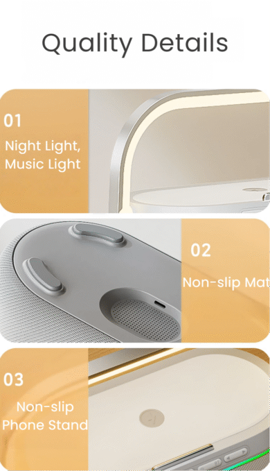 9-in-1 speaker with digital clock and wireless charging