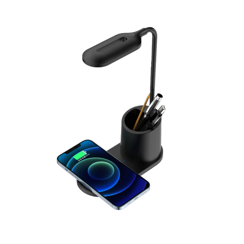 3-in-1 multifunctional wireless charger with desk lamp and storage cup for home and office