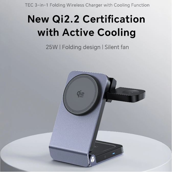 Qi2.2 25W Fast Wireless Charger, Apple ecosystem 3-in-1 wireless charger qi2.2, 25W magnetic Qi2.2 wireless charging dock, best 25W Qi2.2 MagSafe charger
