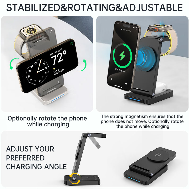 3-in-1 Magnetic Wireless Charging Dock desktop organizer